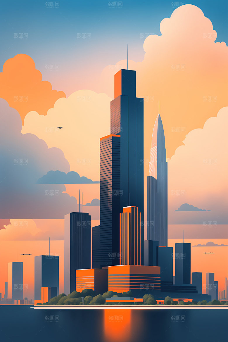 城市都市艺术插画