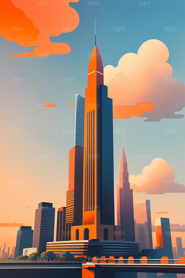 城市艺术简约插画