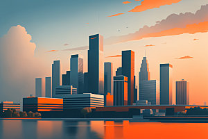 城市楼房摩天大楼插画