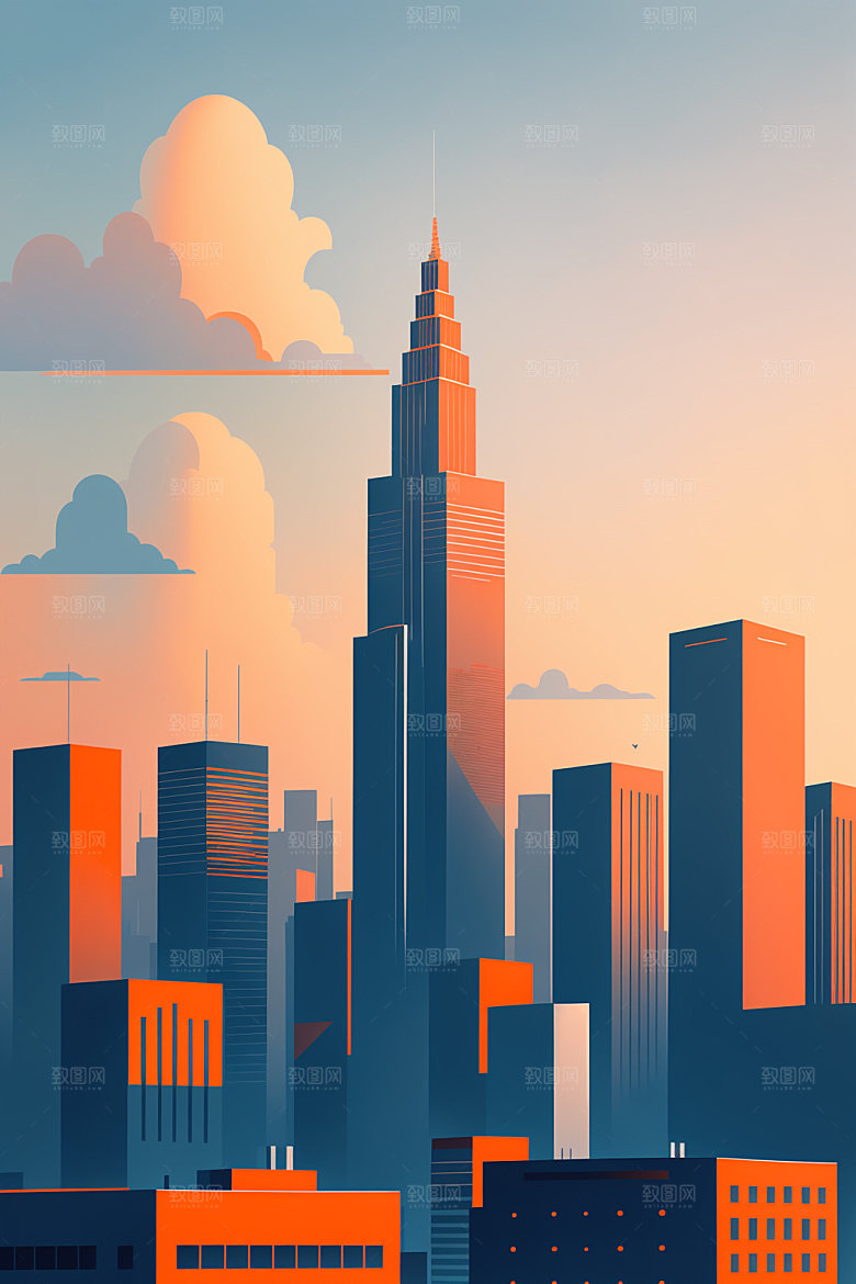 城市都市简约插画