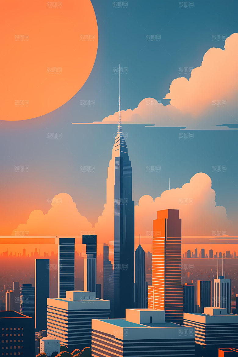 城市大厦都市插画
