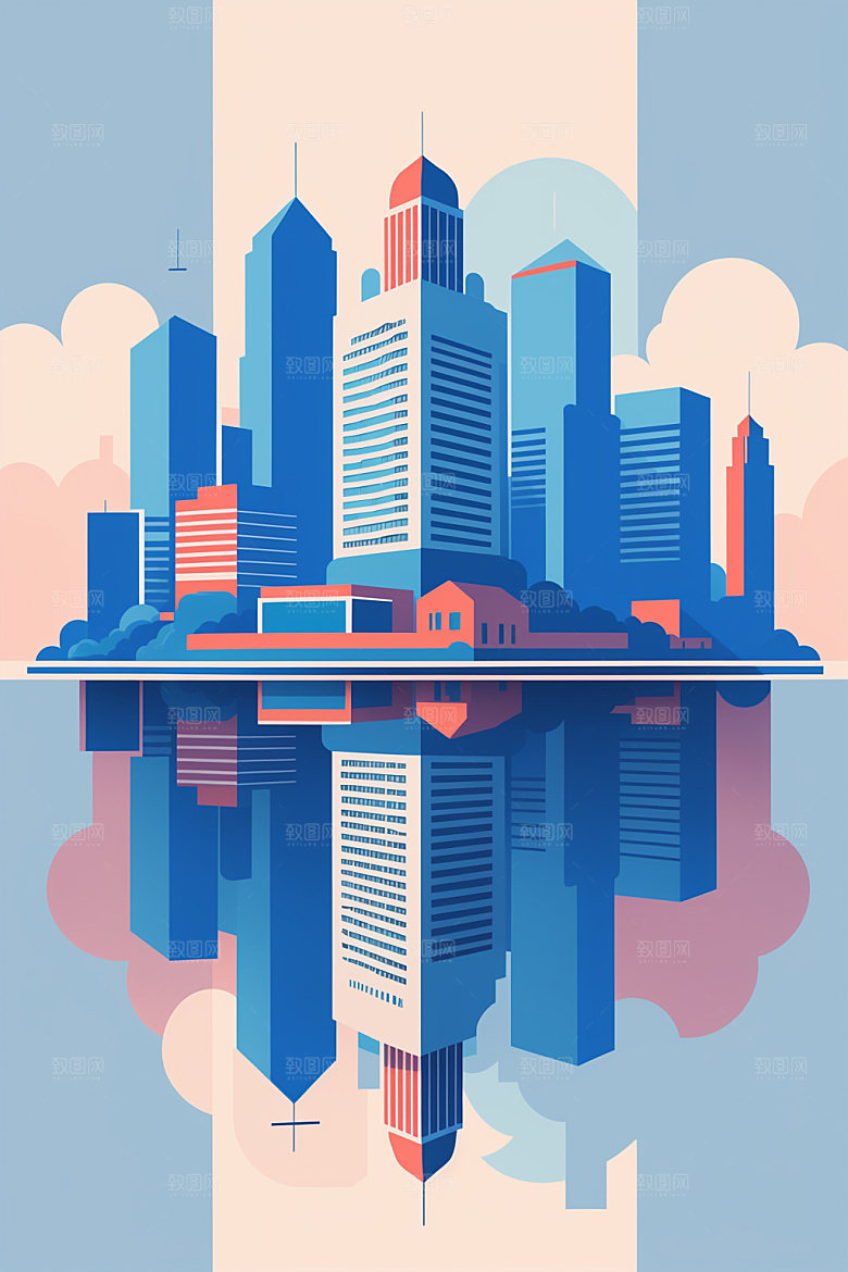 城市艺术大厦插画