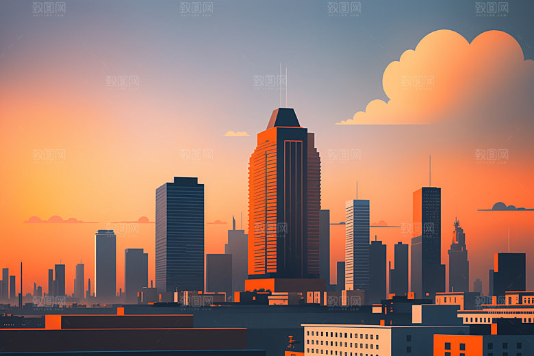 城市楼房都市插画