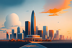城市简约楼房插画