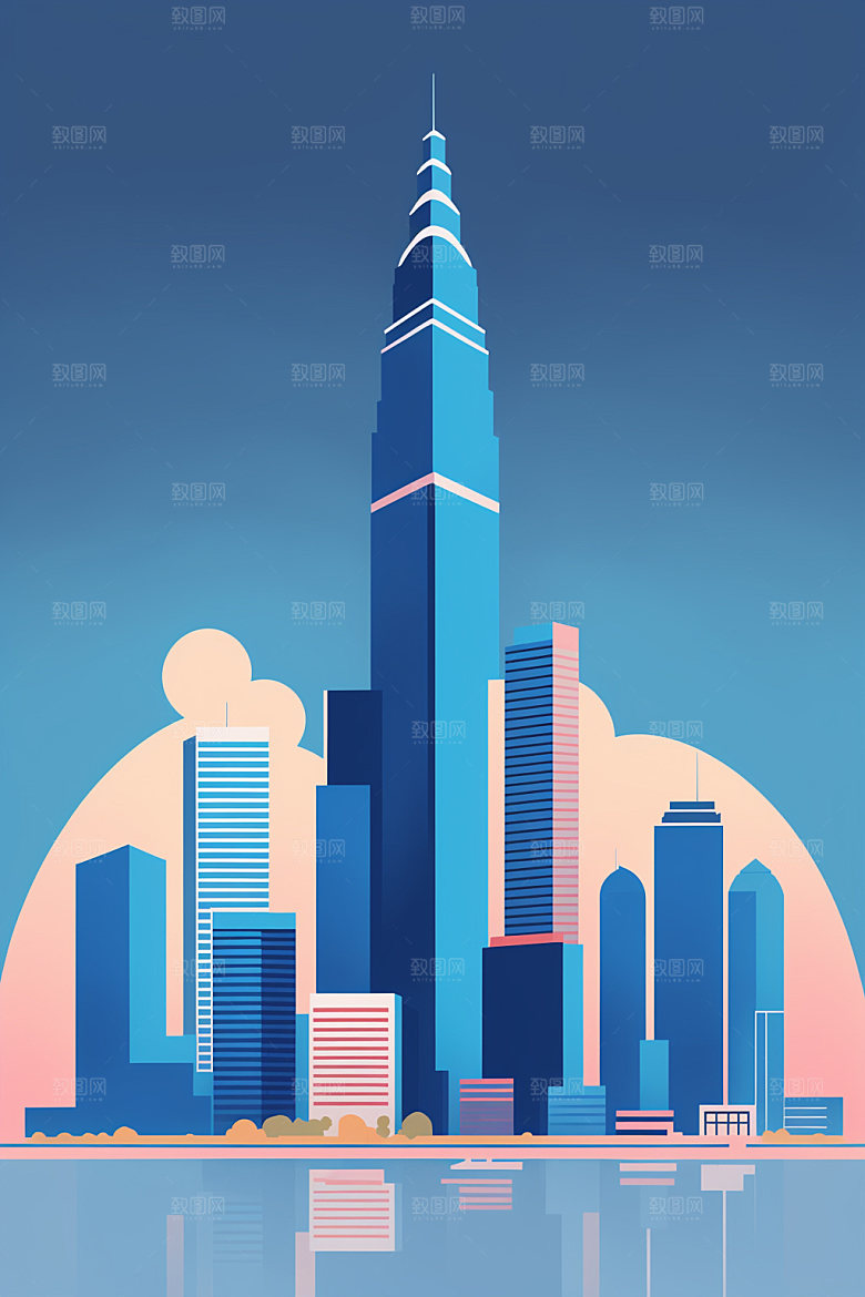 城市大厦艺术插画