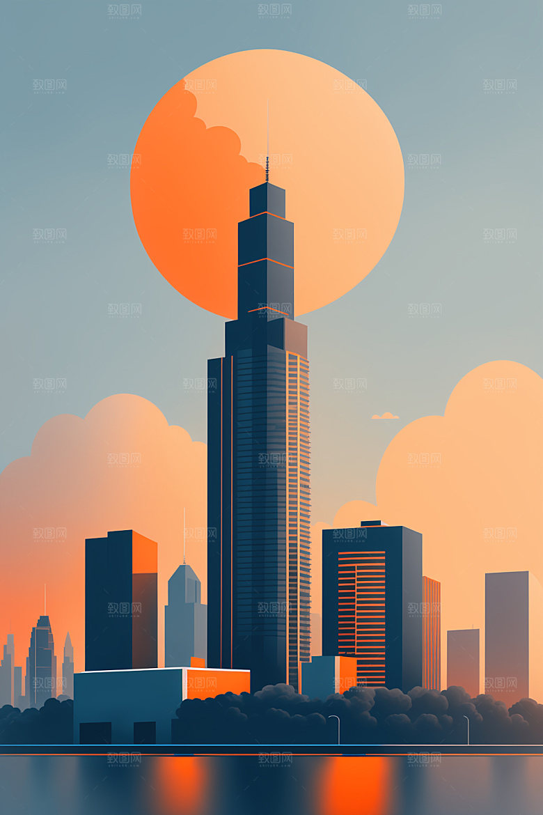 城市地标都市插画