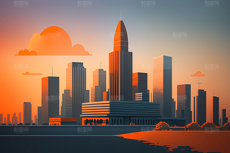 城市地标都市插画