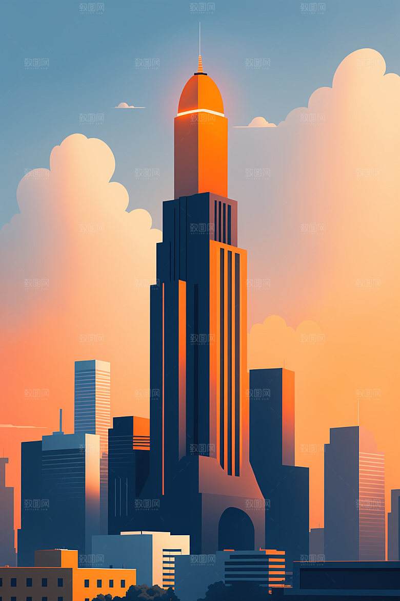 城市都市简约插画