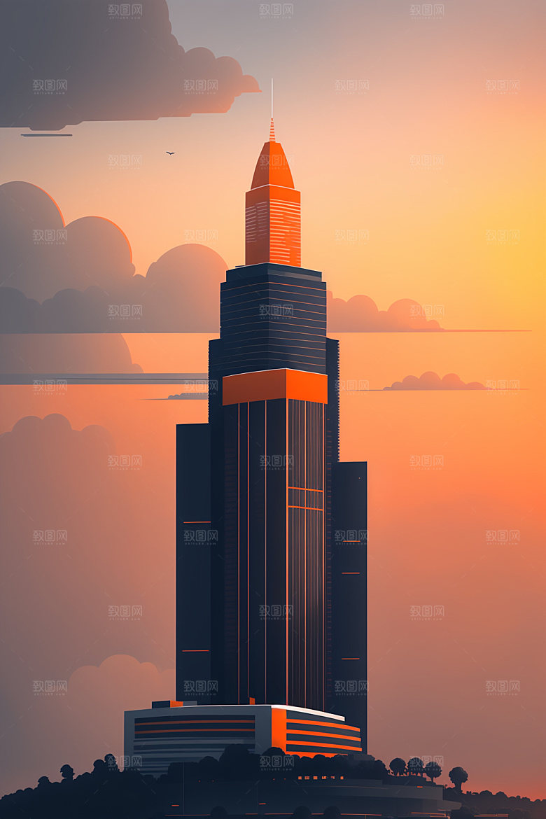 城市楼房都市插画