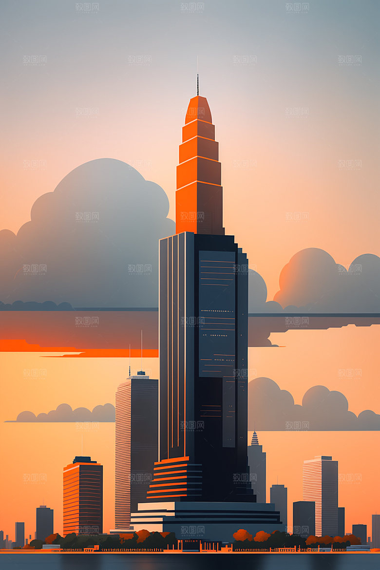 城市都市楼房插画