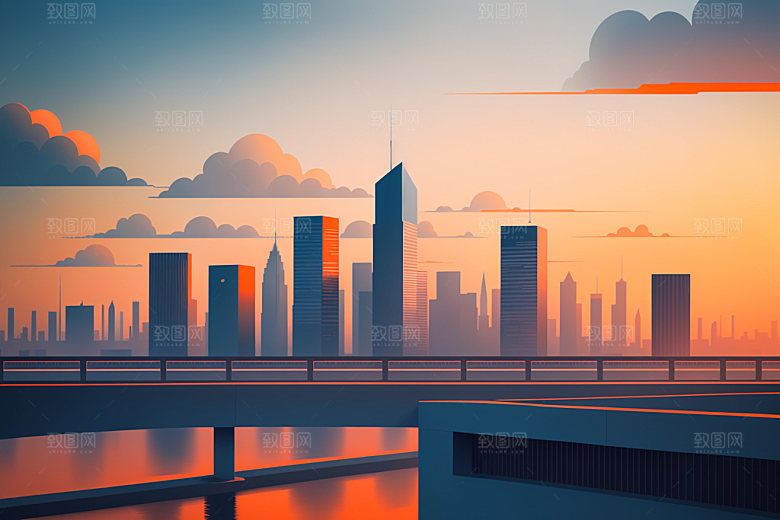 城市地标都市插画