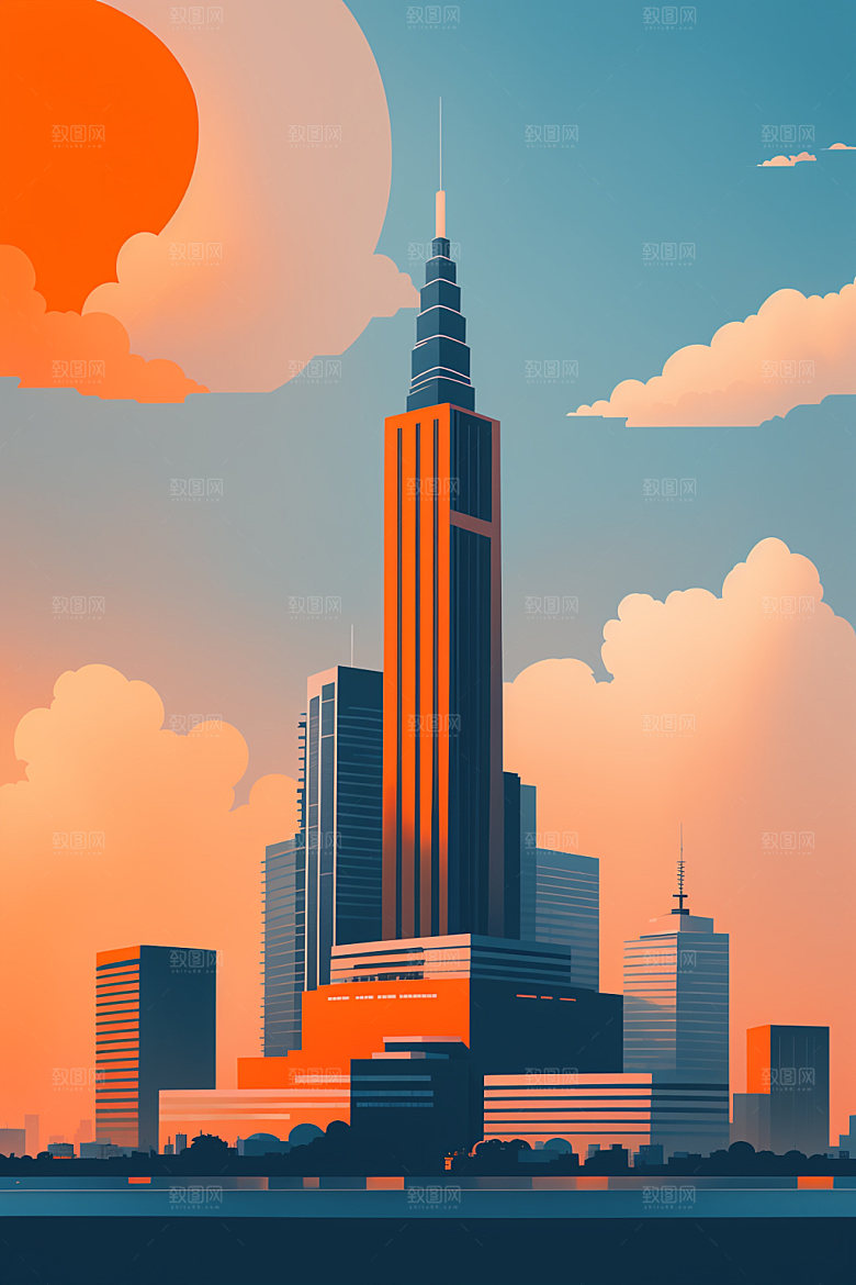 城市大厦都市插画