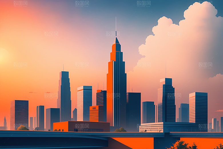 城市都市大厦插画