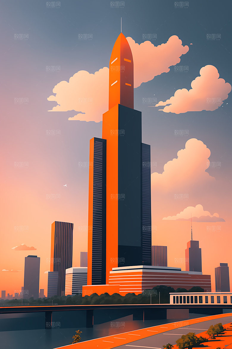 城市扁平风都市插画