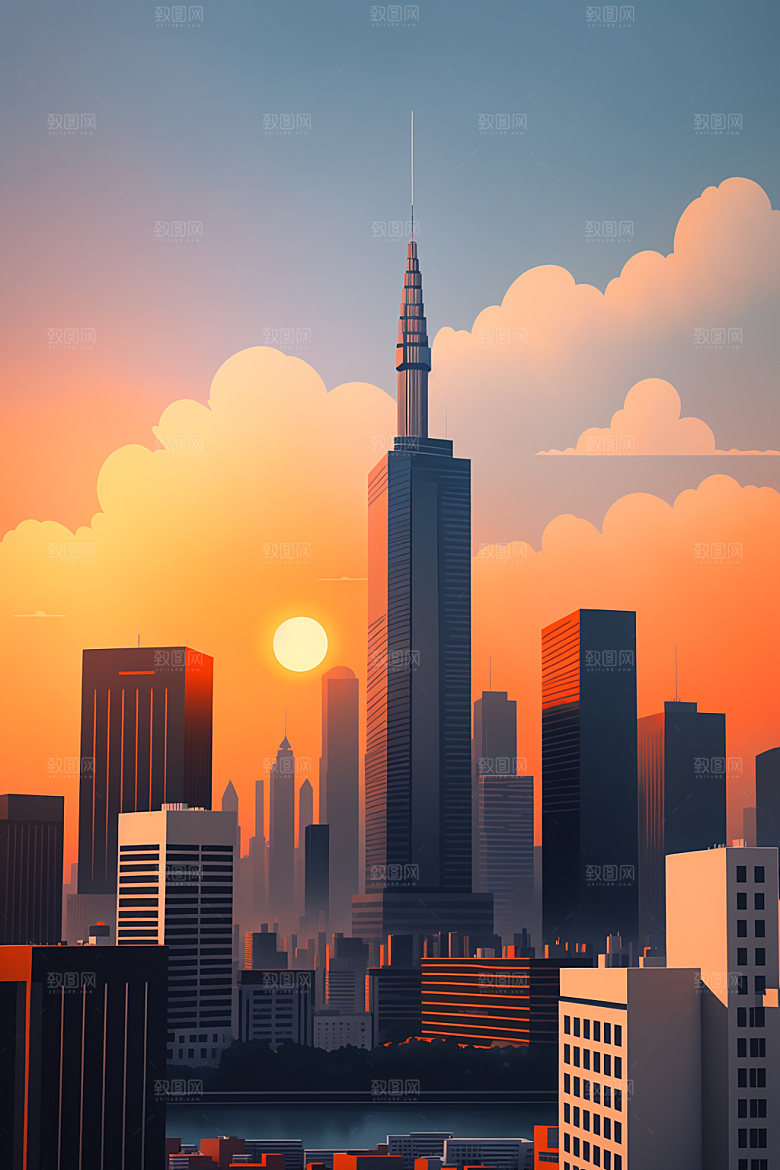 城市地标都市插画
