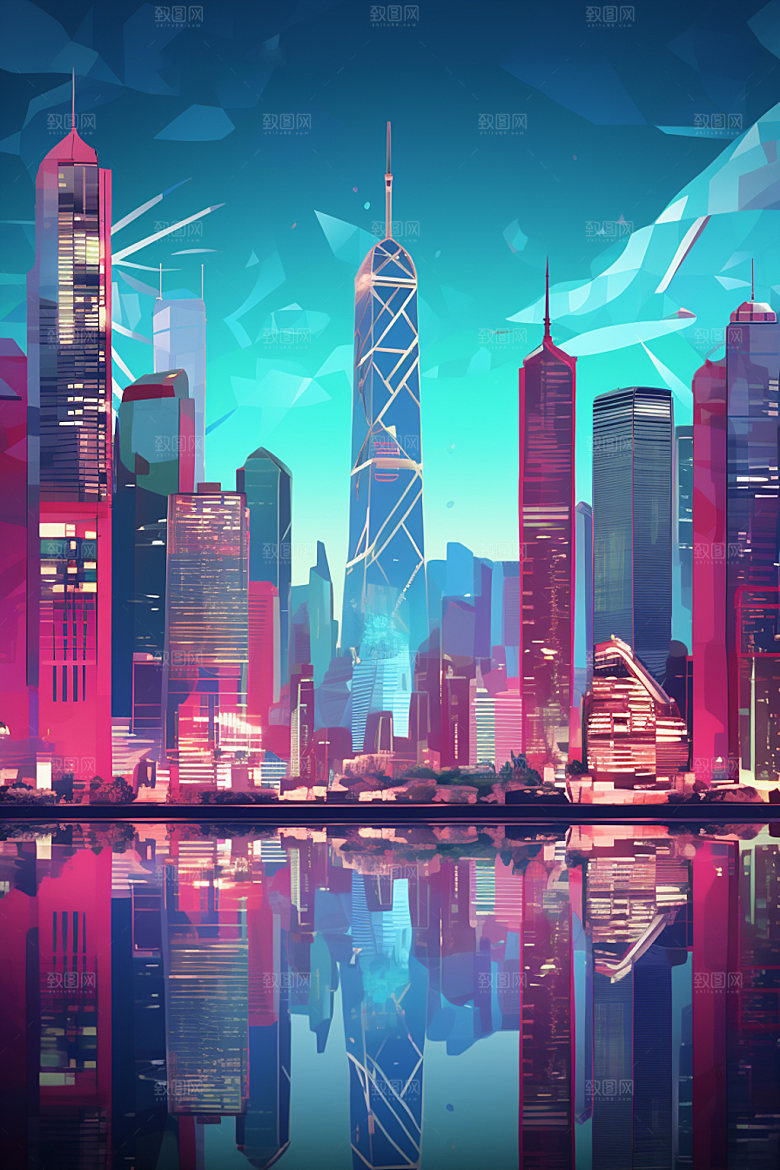 城市剪影城市天际线地标插画