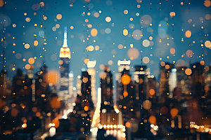 城市夜景都市风光光斑摄影图
