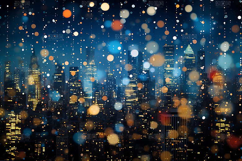 城市夜景霓虹灯光摄影图