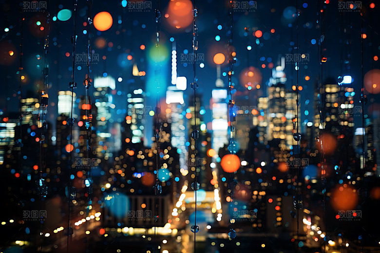 城市夜景都市风光霓虹摄影图