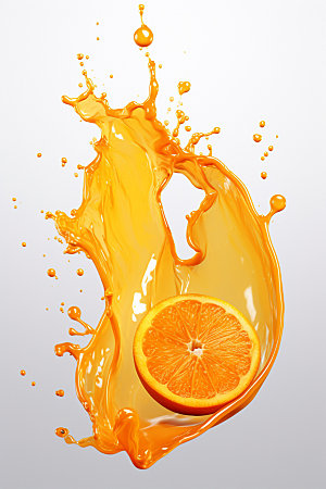 橙汁飞溅果汁高清素材