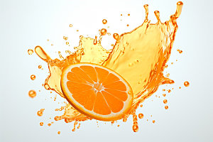 橙汁飞溅果汁液体素材