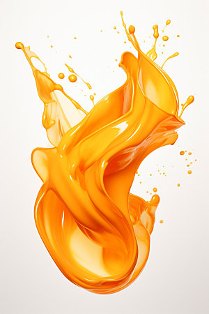 橙汁飞溅液体高清素材