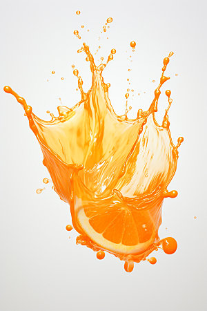 橙汁飞溅果汁泼洒素材
