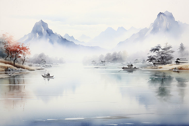 国画山水景物风光背景图