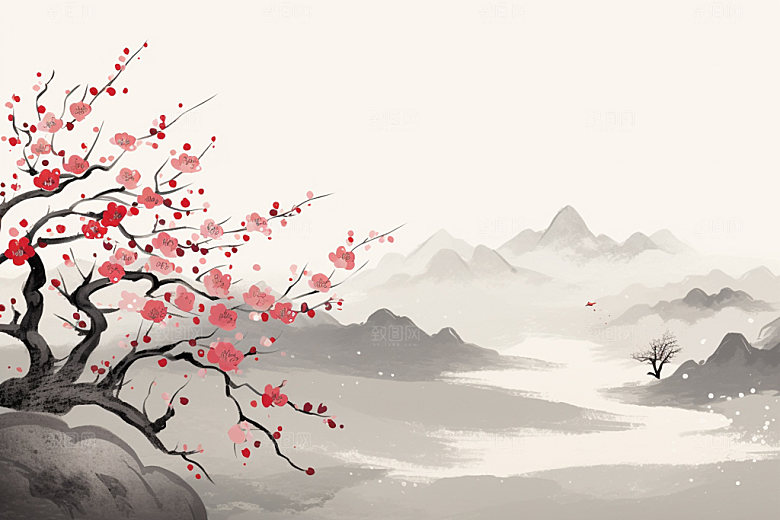 国画山水传统文化手绘背景图