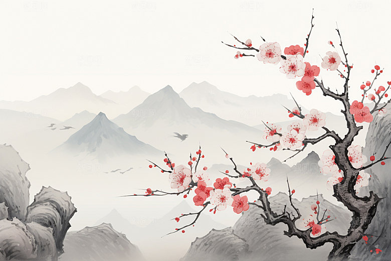 国画山水风光宣纸背景图