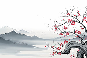 国画山水中国风重阳节背景图