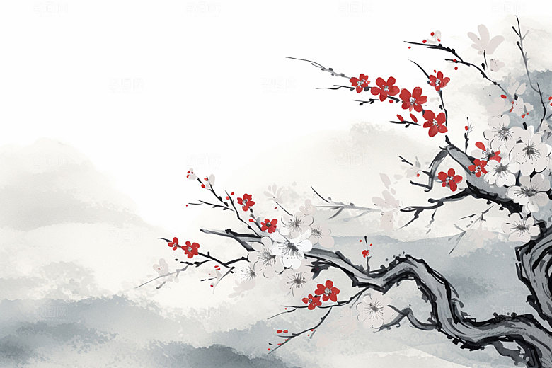 国画山水中国风传统文化背景图