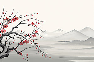 国画山水传统文化重阳节背景图