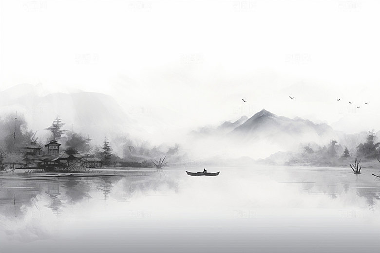 国画山水中式宣纸背景图