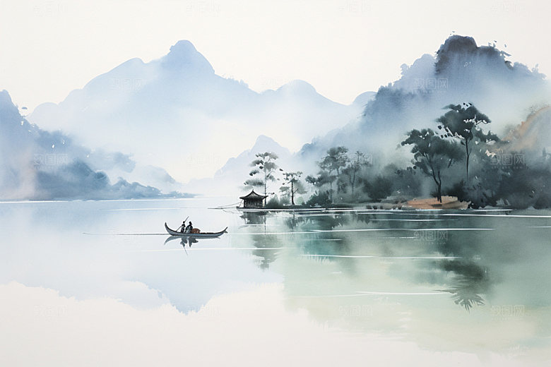 国画山水传统文化重阳节背景图