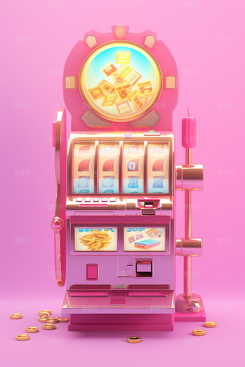 电商促销摇奖机抽奖活动矢量插画