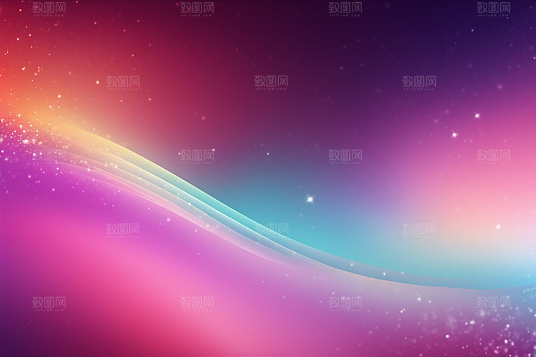 炫彩波浪光线曲线背景图
