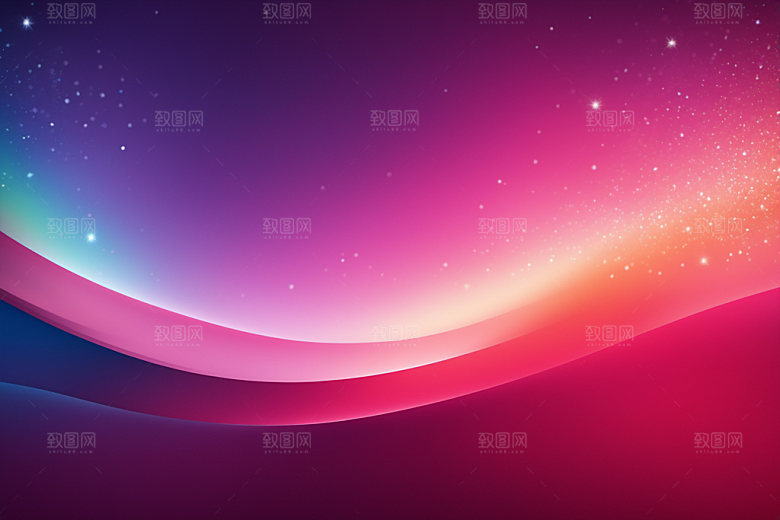 炫彩波浪曲线渐变背景图