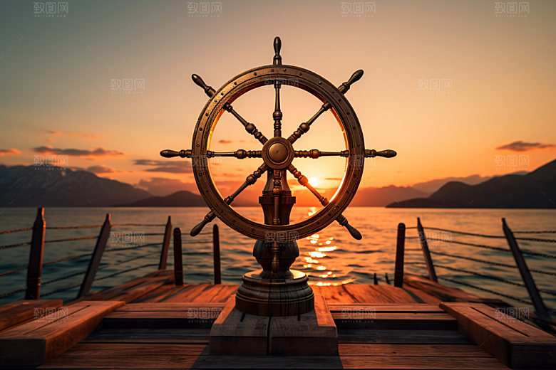 船舵航海掌舵元素