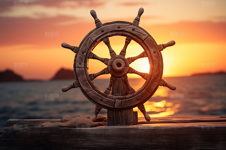 船舵乘风破浪航海元素