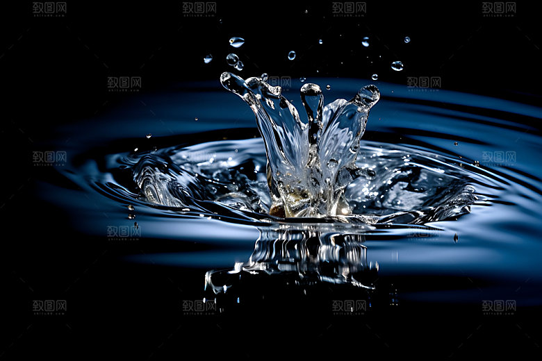 水滴水波纹水花摄影图