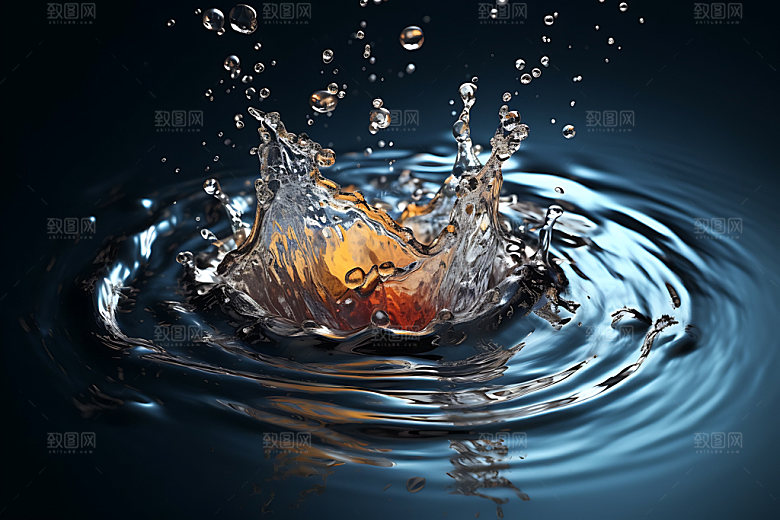 水滴涟漪水花摄影图
