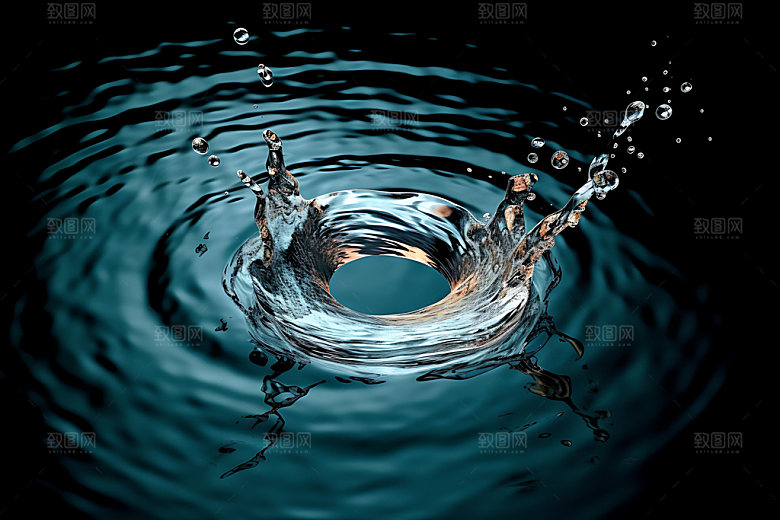 水滴水花涟漪摄影图