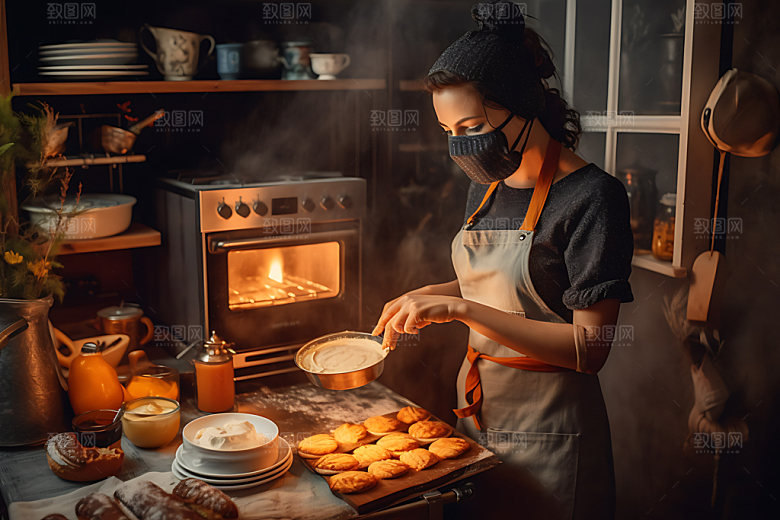 面包制作烘焙揉面摄影图