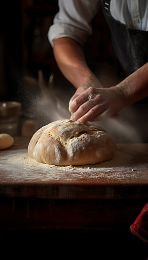 面包制作烘焙和面摄影图