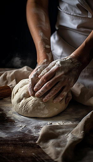 面包制作烘焙揉面摄影图