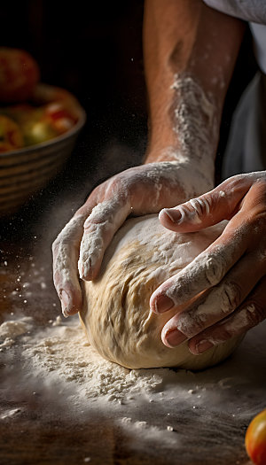 面包制作揉面烘焙摄影图