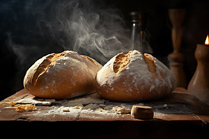 面包制作和面厨房工作摄影图