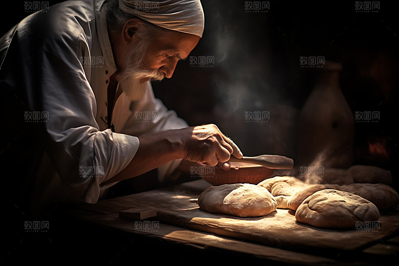 面包制作烘焙厨房工作摄影图