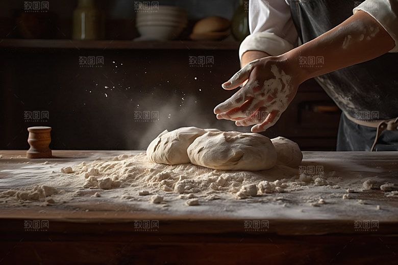 面包制作揉面烘焙摄影图